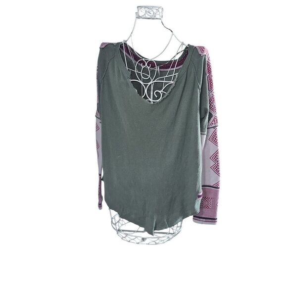 RARE Beautiful women Womens Free People Oversize Pullover Cotton KNIT SWEATER bl - Picture 1 of 8